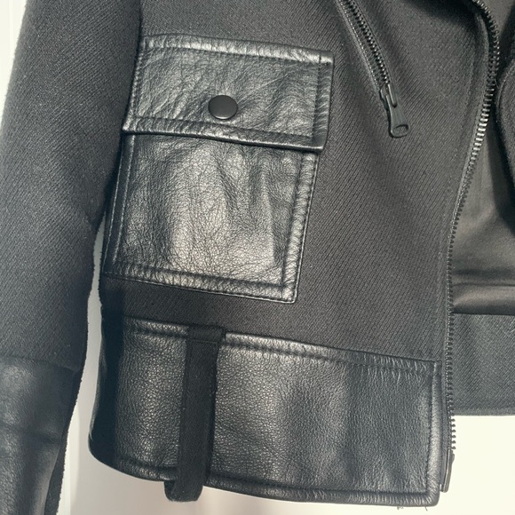 CLUB MONACO - Wool & Leather Moto Jacket - Size 0 - Picture 4 of 9